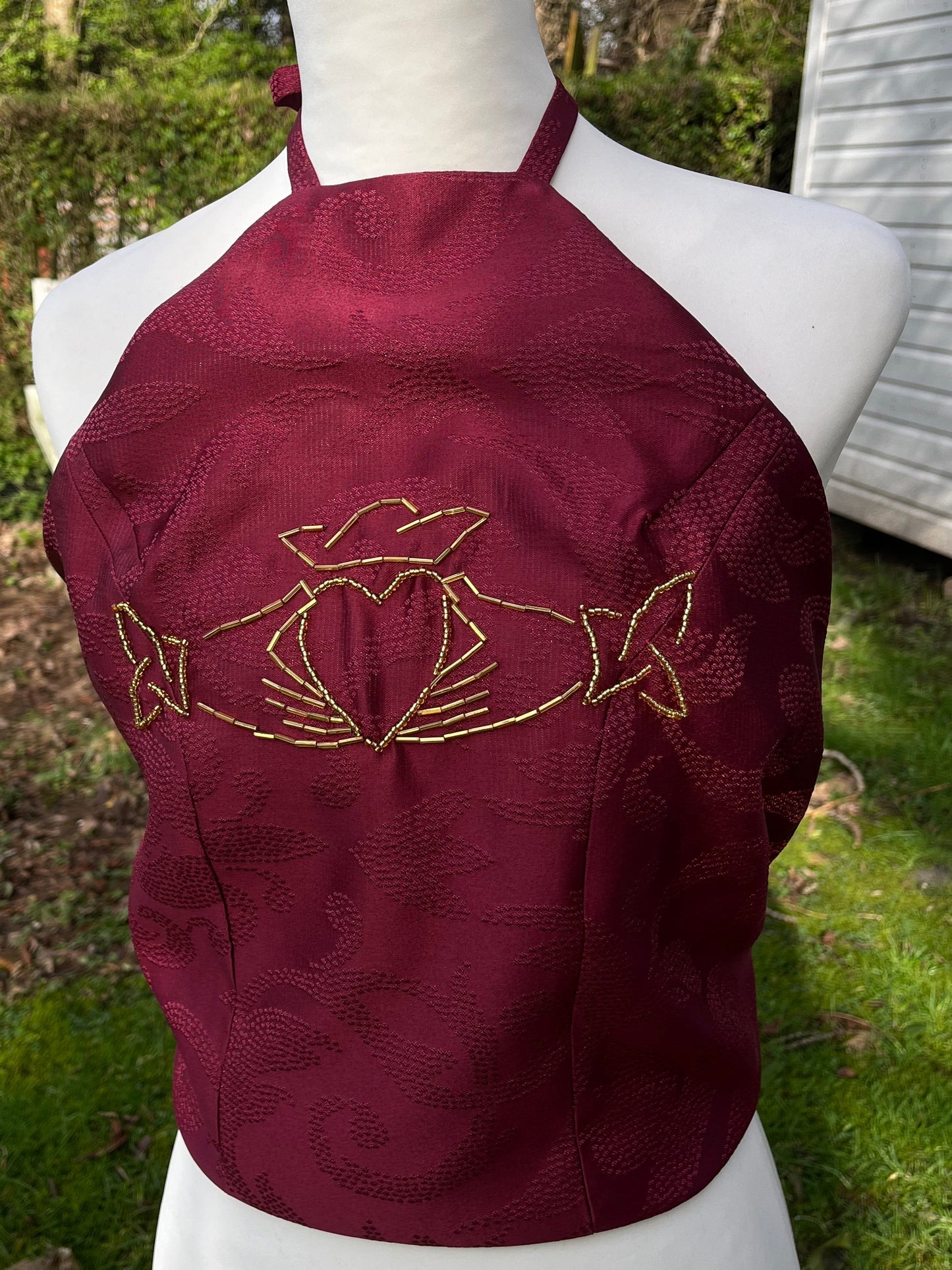 Beaded Burgundy halter top SMALL