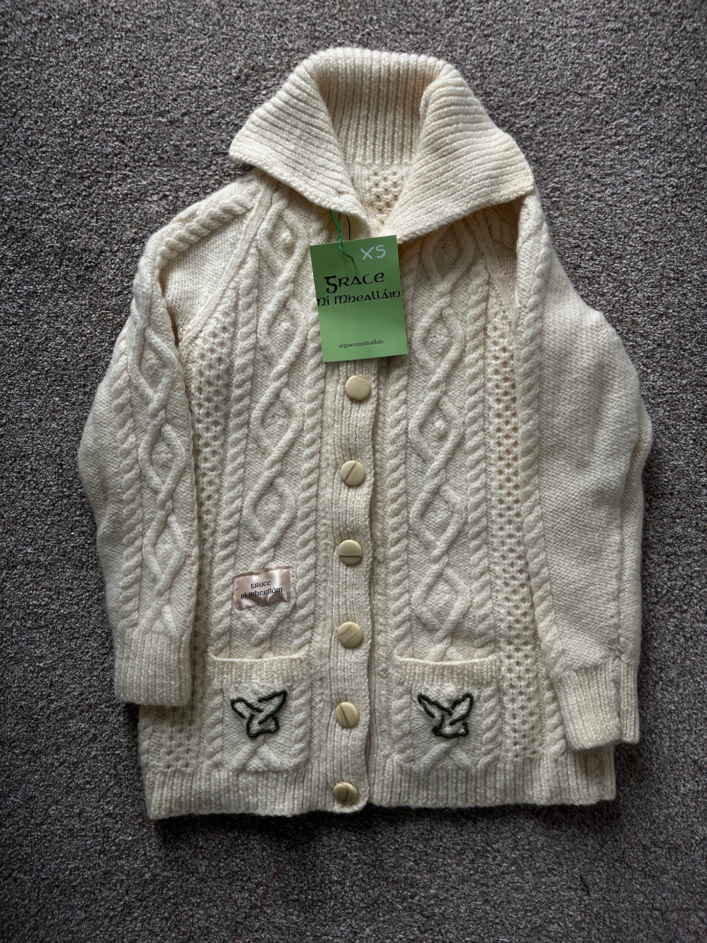 Aran harp cardigan XS